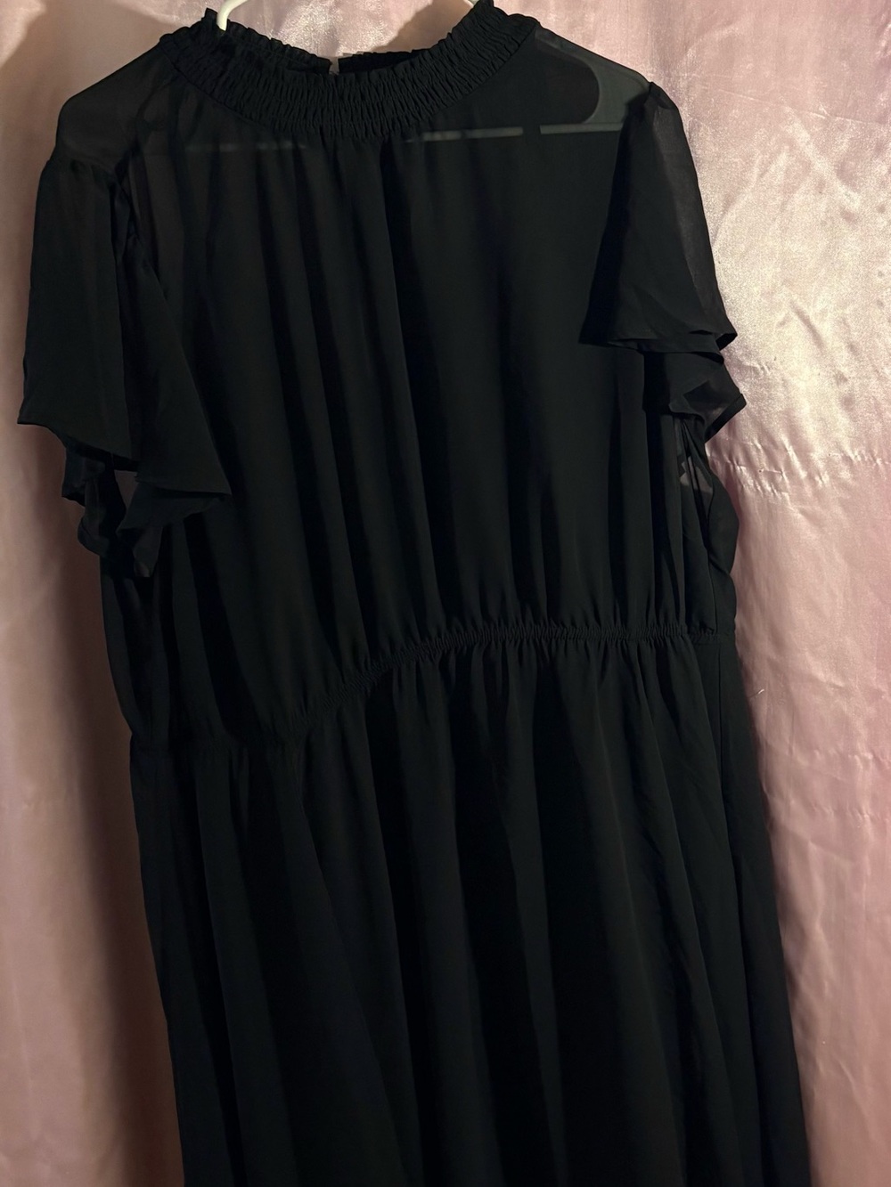 Torrid Black Round Neck, Fit & Flowy Dress with Ruffle Sleeves